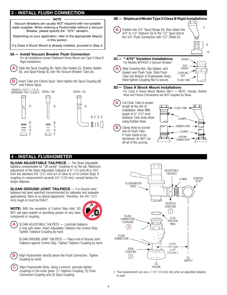 Sloan 110 Dolphin Flushometer User Manual | Page 4 / 7