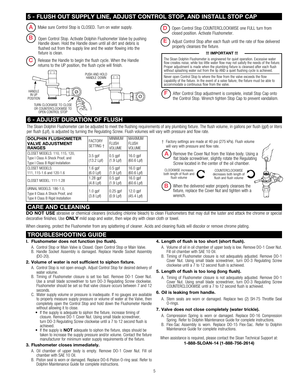 Sloan 110 Dolphin Flushometer User Manual | Page 5 / 7