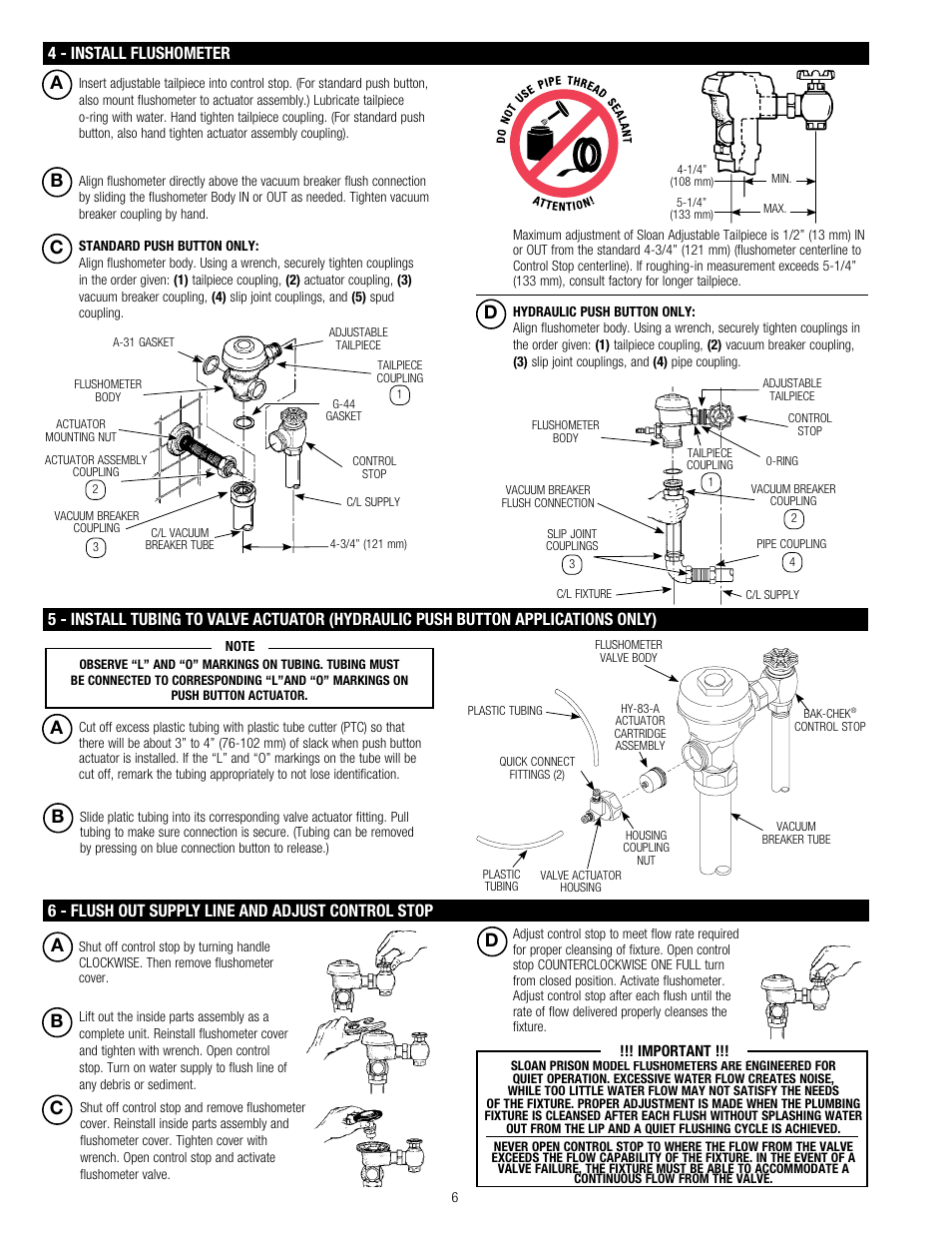 Sloan 601 Prison Flushometer User Manual | Page 6 / 8
