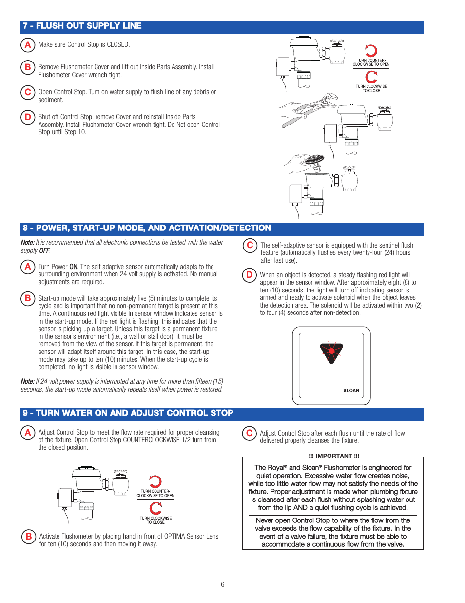 Sloan 150 ES-SM Optima ES-SM Concealed Surface Mount Flushometer User Manual | Page 6 / 8
