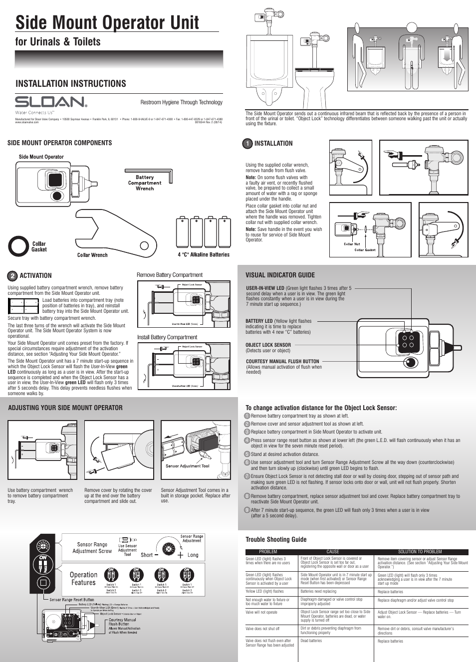 Sloan SMO Battery Powered Retrofit User Manual | 2 pages