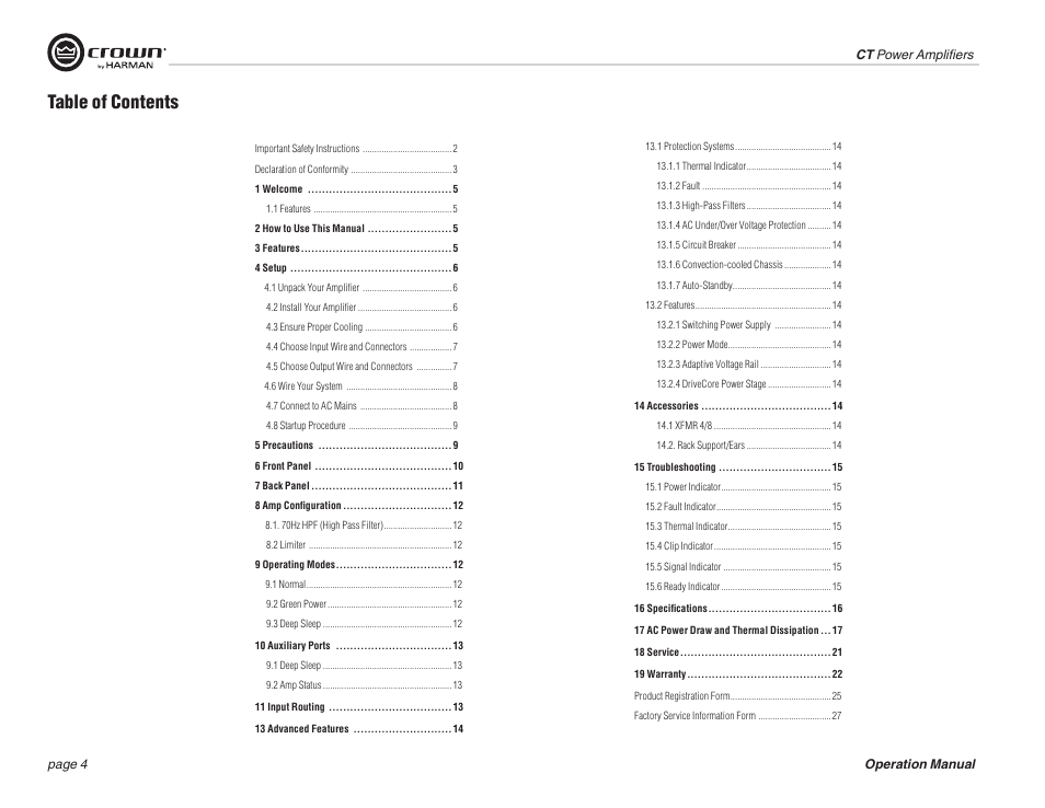 Crown COMTECH DRIVECORE CT 875 User Manual | Page 4 / 28