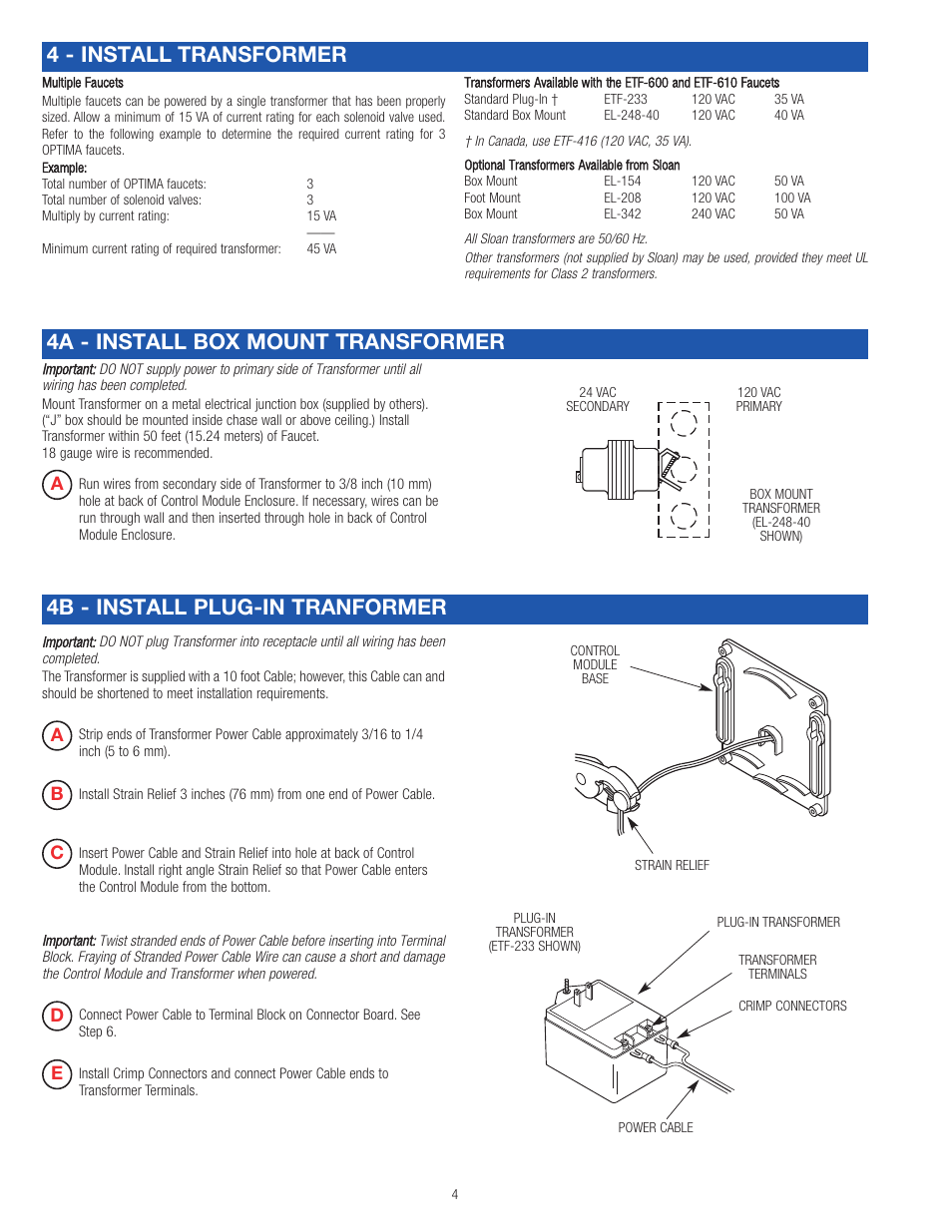 Sloan ETF-600 Faucet User Manual | Page 4 / 8