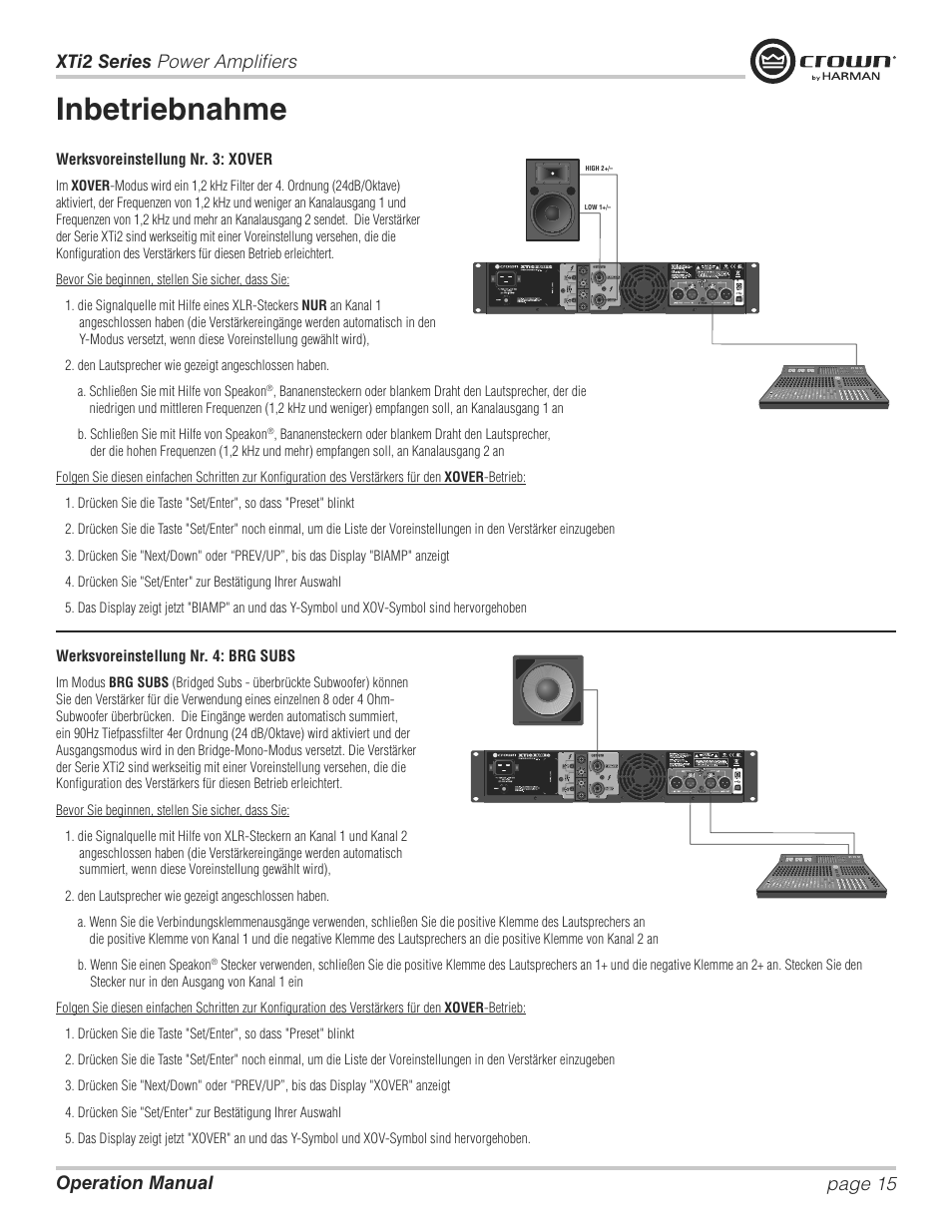 Inbetriebnahme | Crown XTi 2 Series User Manual | Page 15 / 52