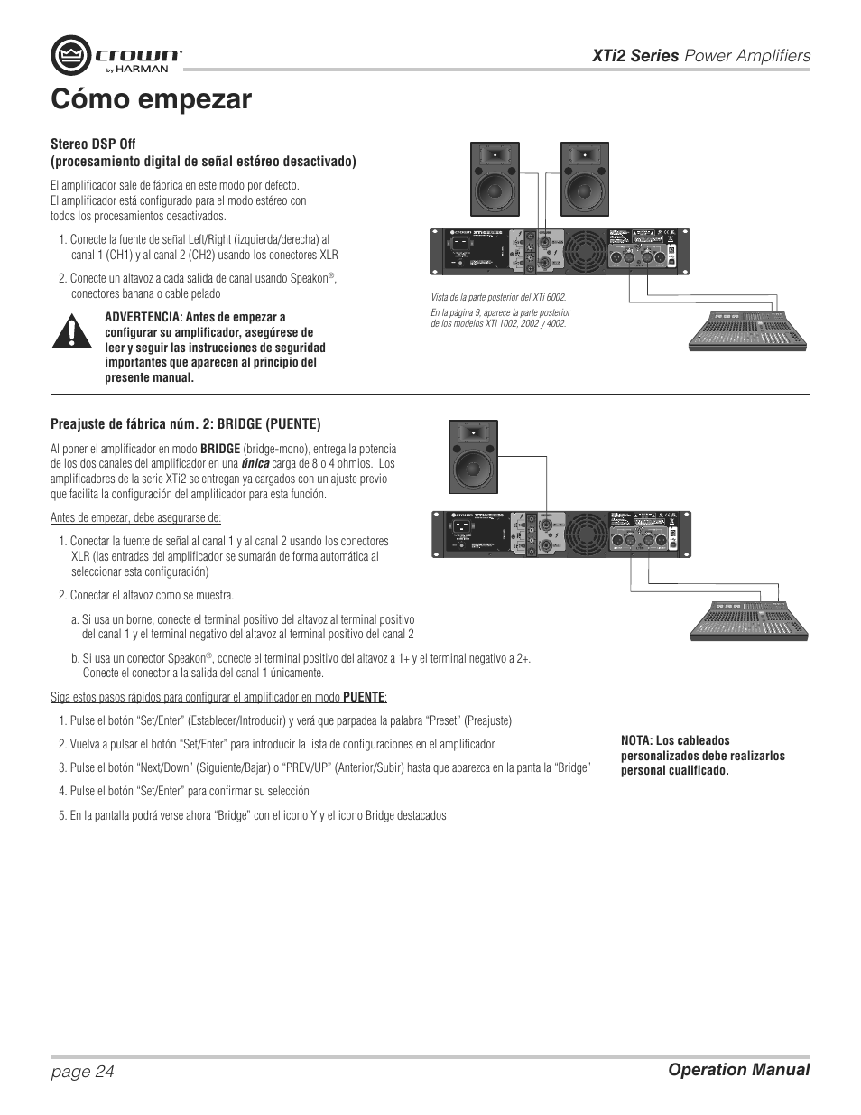 Cómo empezar | Crown XTi 2 Series User Manual | Page 24 / 52