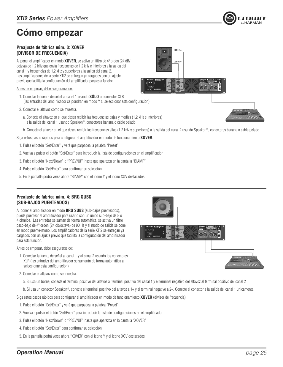 Cómo empezar | Crown XTi 2 Series User Manual | Page 25 / 52