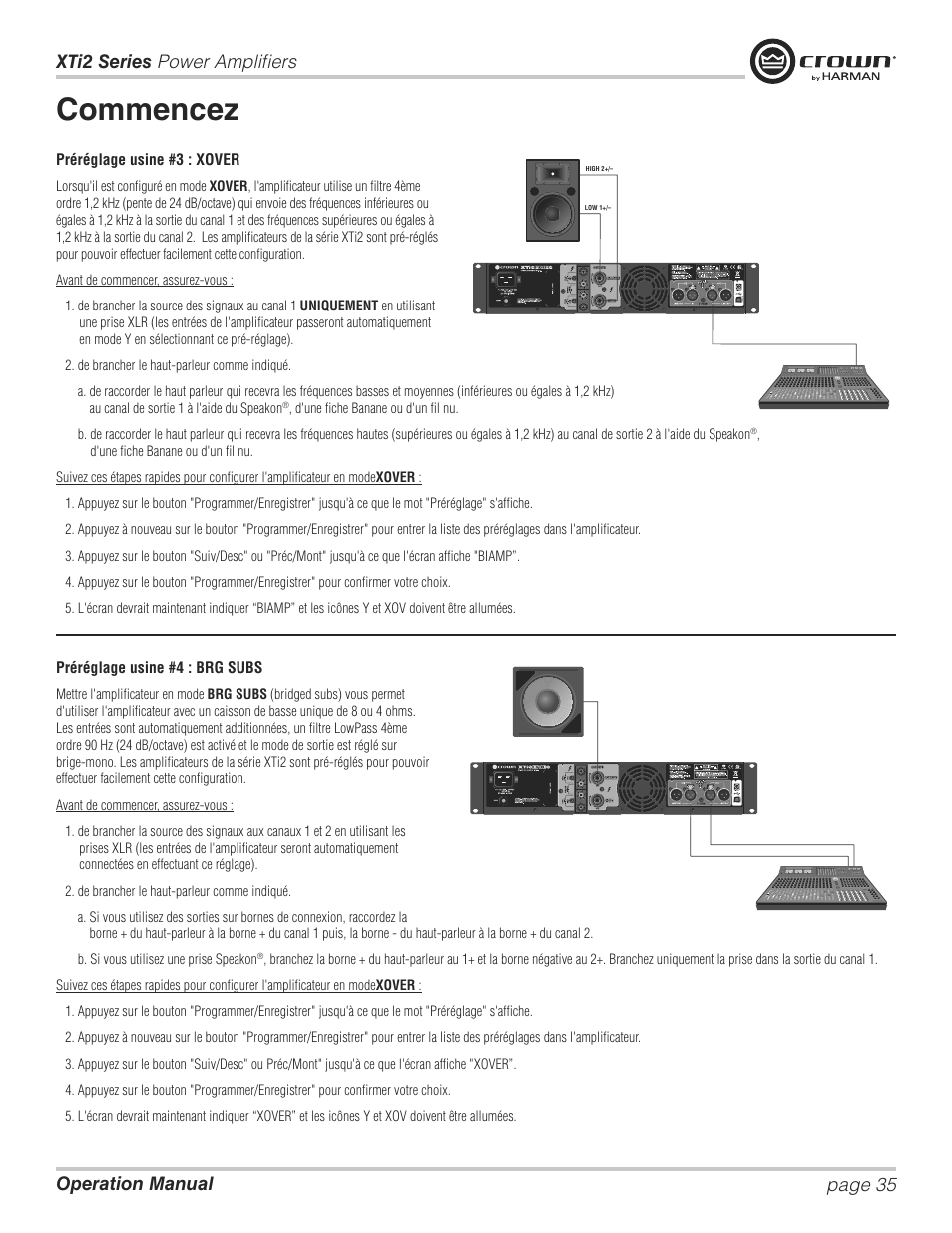 Commencez | Crown XTi 2 Series User Manual | Page 35 / 52