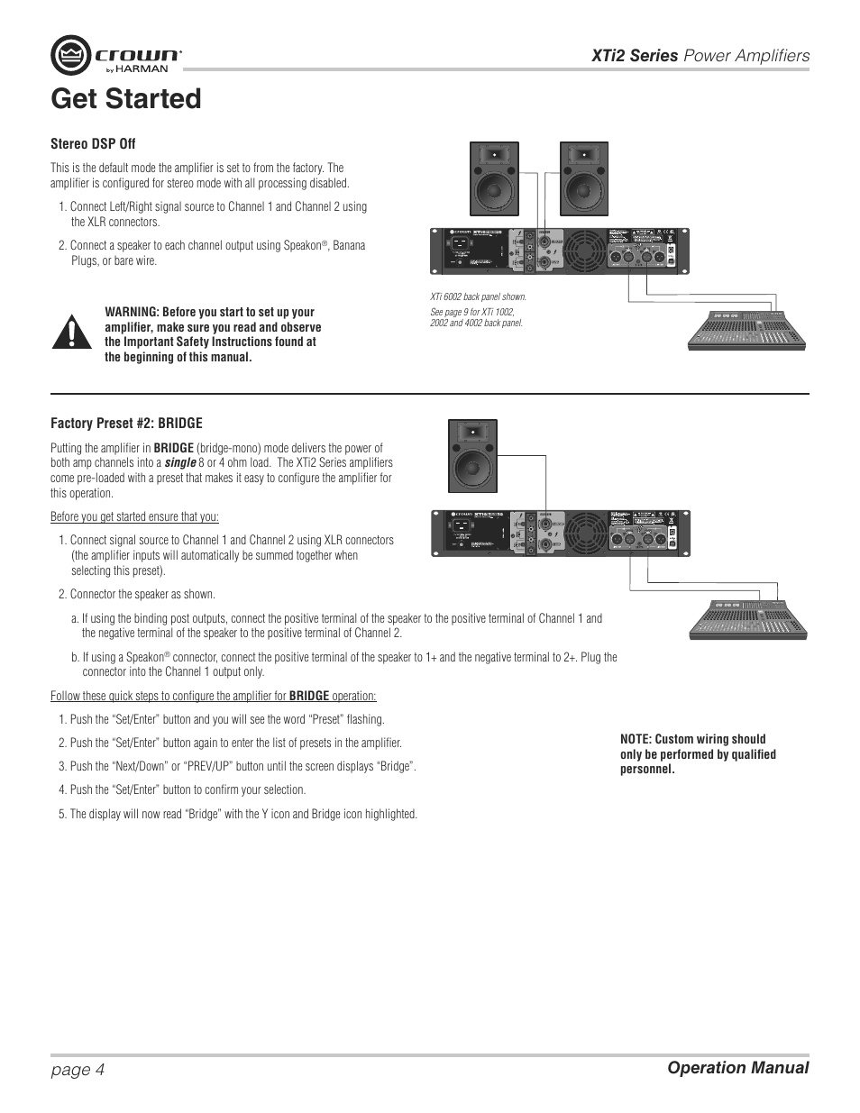 Get started | Crown XTi 2 Series User Manual | Page 4 / 52