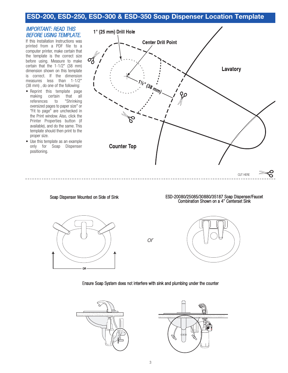 Important: read this before using template | Sloan ESD-200 Installaton User Manual | Page 3 / 6