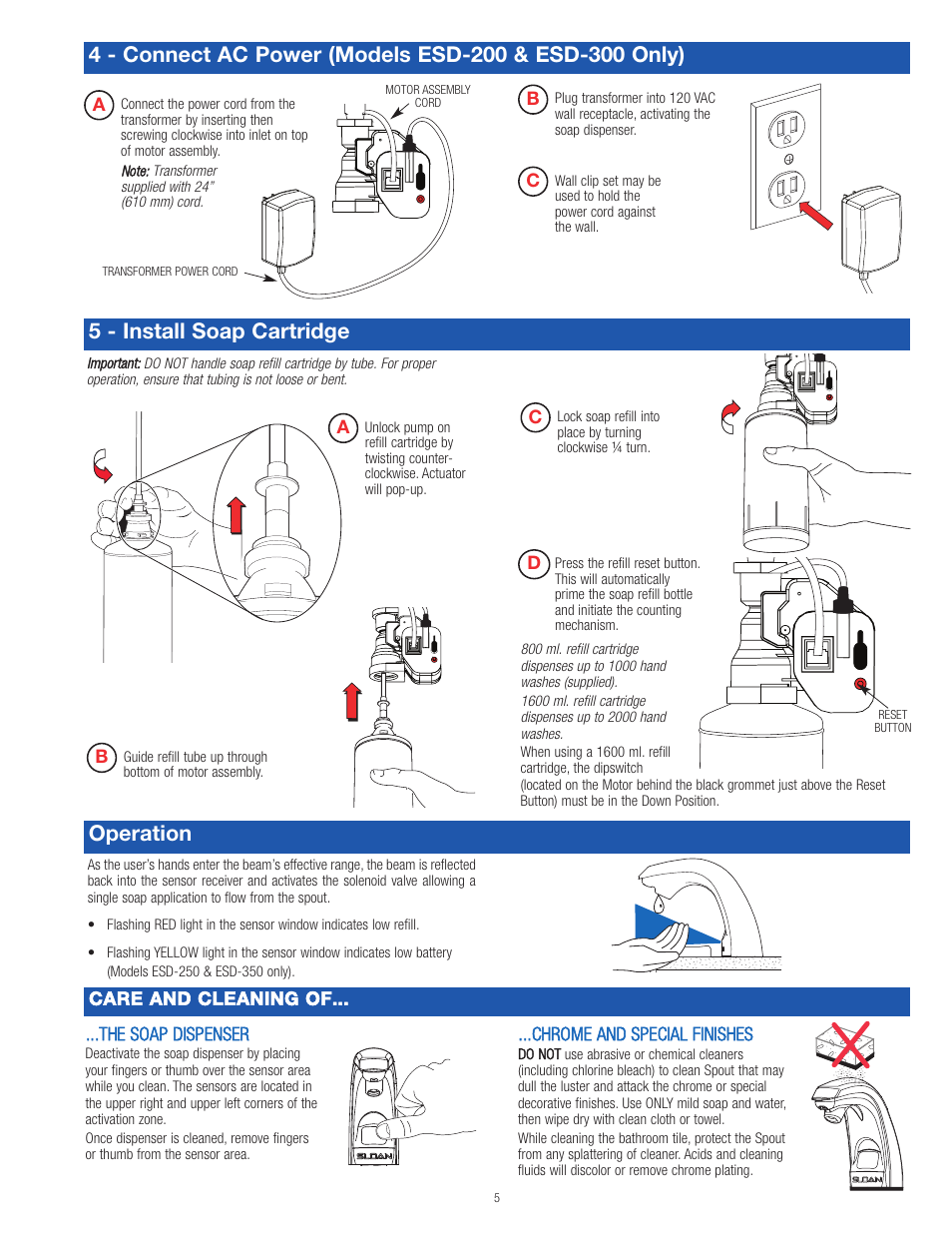 Operation | Sloan ESD-200 Installaton User Manual | Page 5 / 6