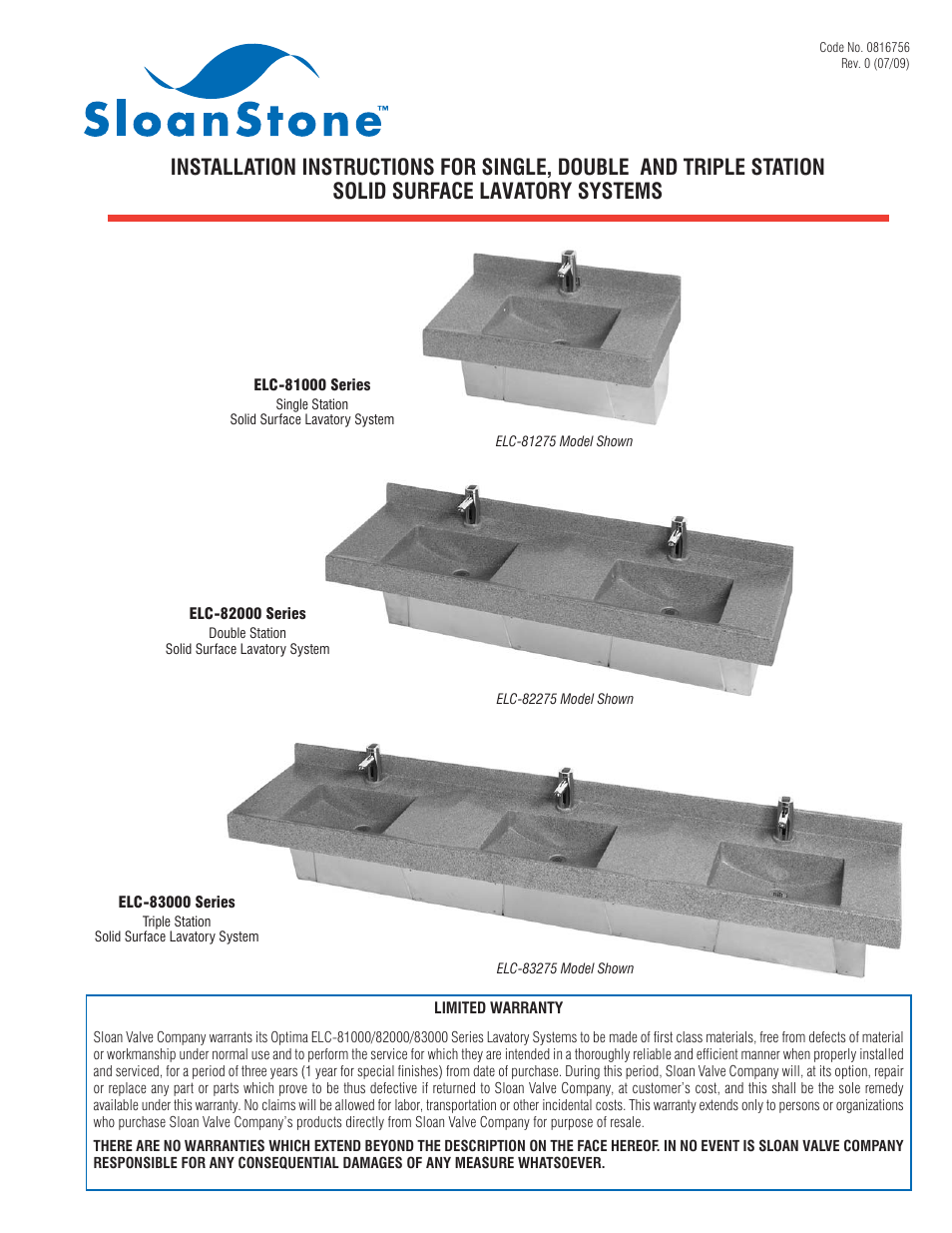 Sloan ELC-81000 Installaton User Manual | 8 pages