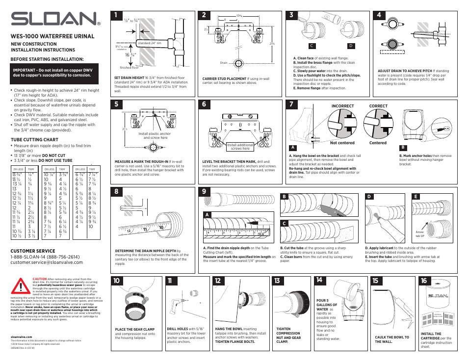 Sloan WES 1000 Installation User Manual | 2 pages