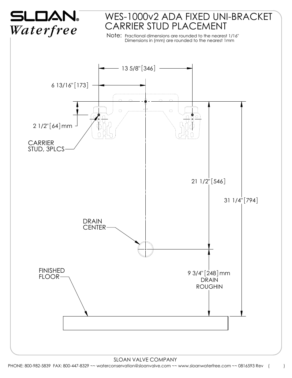 F-1000 v2 ada, Drawing view12 | Sloan WES 1000 Carrier/Bracket Placement User Manual | Page 2 / 2
