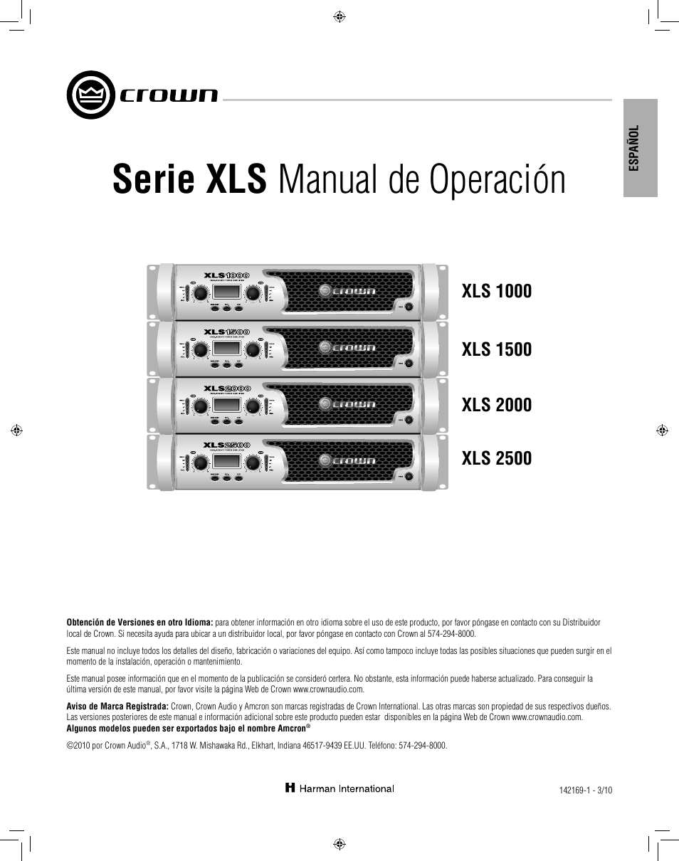 Serie xls manual de operación | Crown XLS 1000 User Manual | Page 15 / 38