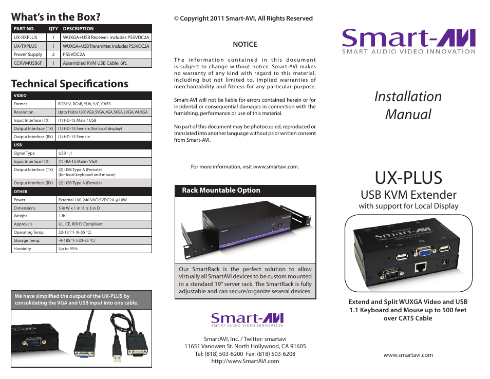 Smart Avi UX-PLUS User Manual | 2 pages