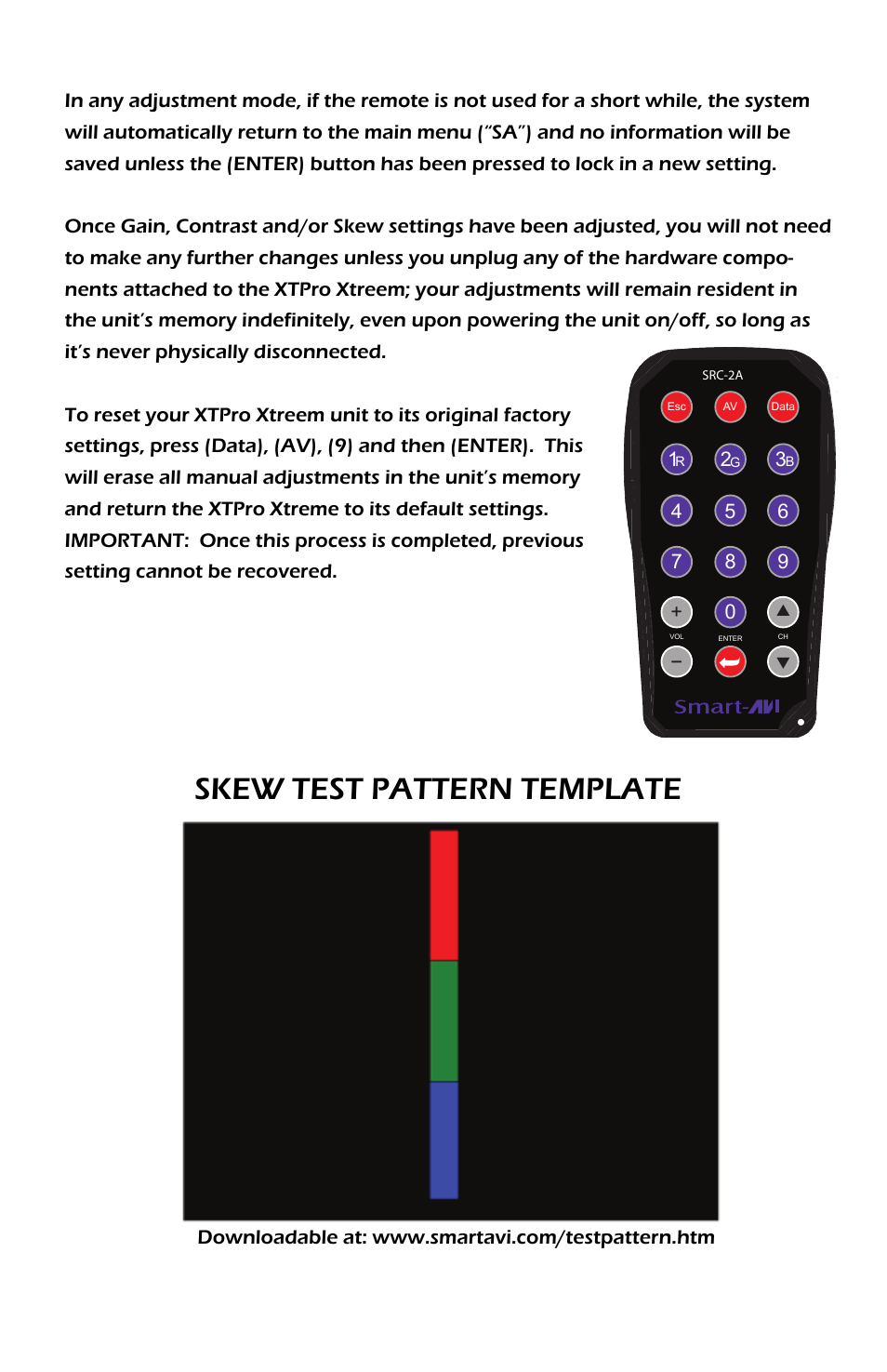 Skew test pattern template | Smart Avi XTPro Xtreem User Manual | Page 7 / 8