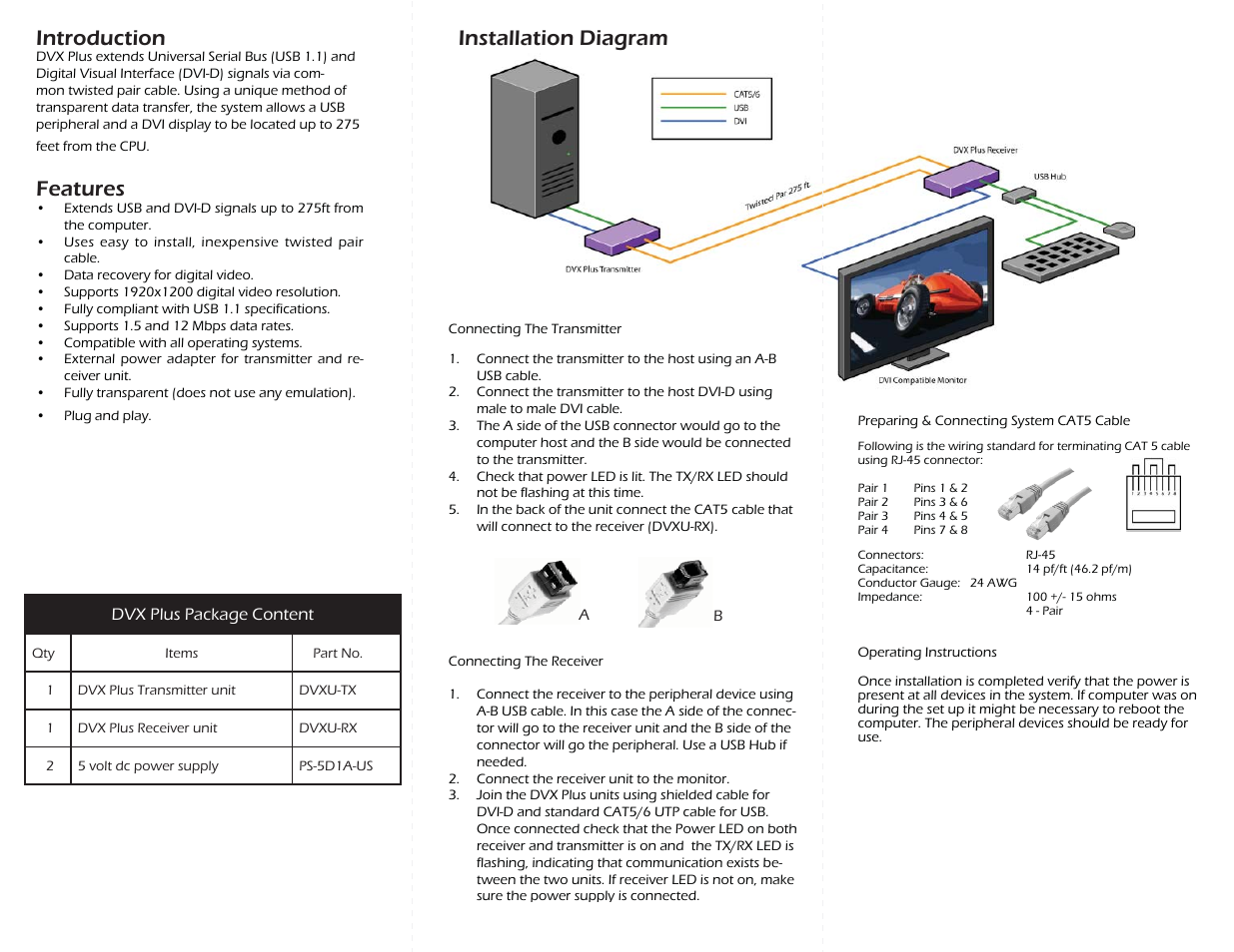 Introduction, Features, Installation diagram | Smart Avi DVX-PLUS User Manual | Page 2 / 2