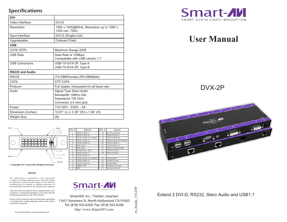 Smart Avi DVX2P User Manual | 2 pages