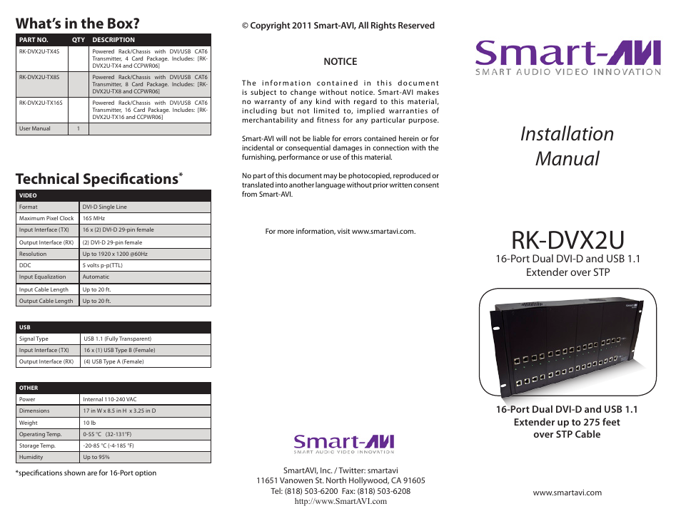 Smart Avi RK-DVX2U User Manual | 2 pages