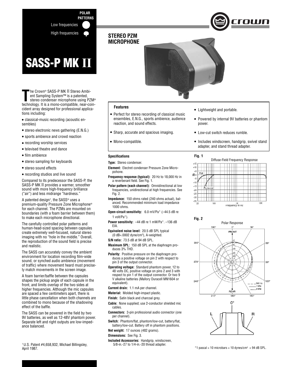 Crown SASS-P MK II User Manual | 2 pages
