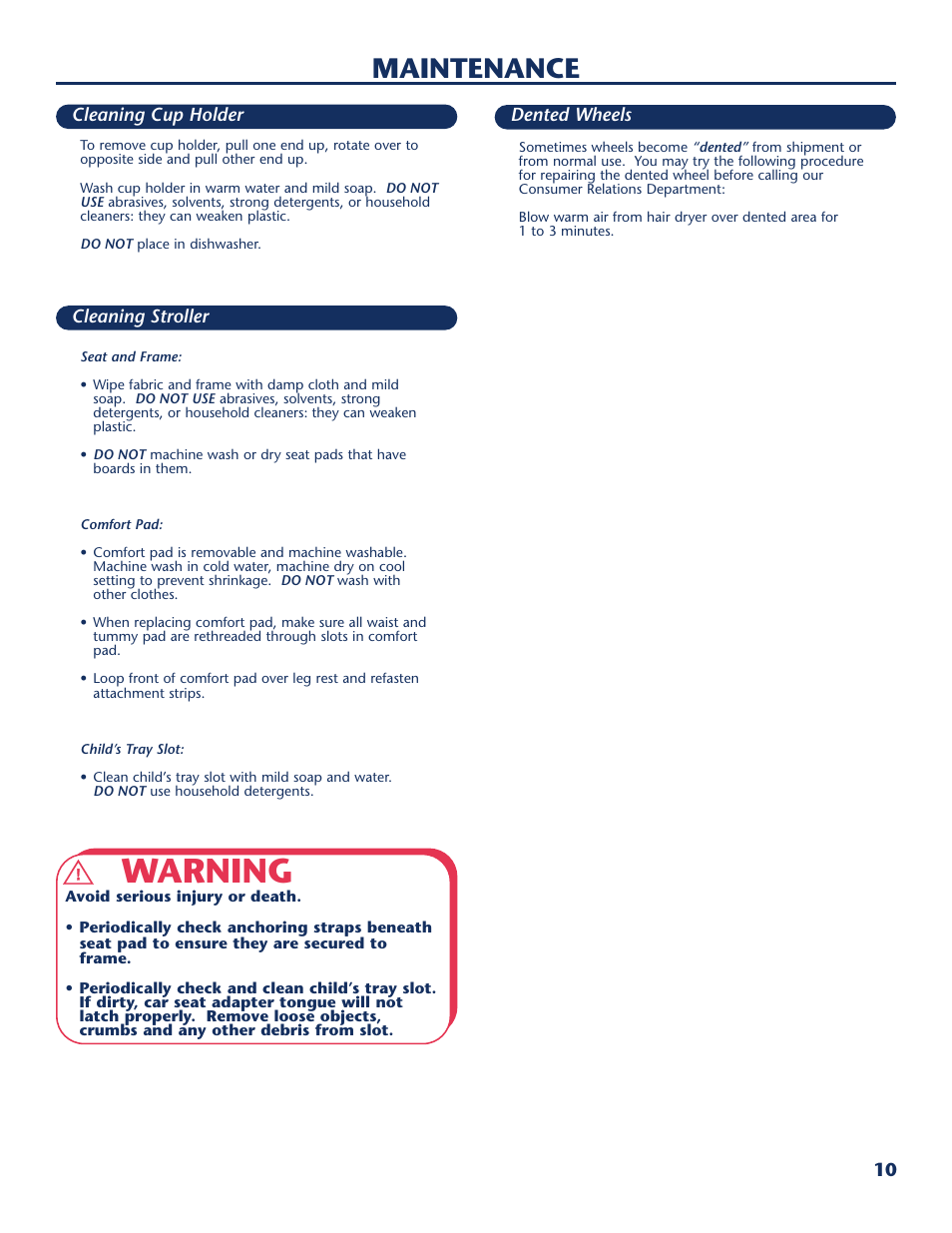 Warning, Maintenance | Century PM-1016AA User Manual | Page 11 / 40