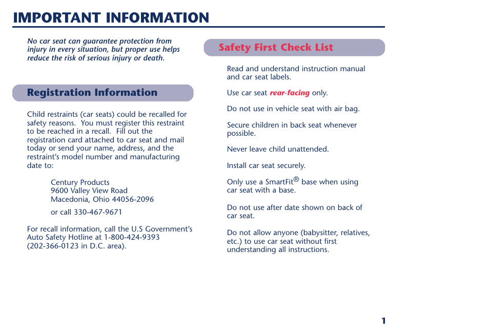 Important information | Century PM-1016AA User Manual | Page 19 / 40