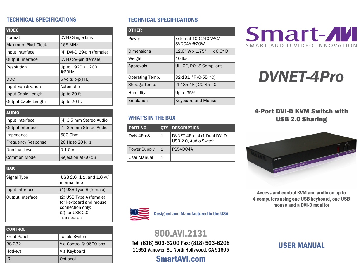 Smart Avi DVN-4Pro User Manual | 2 pages