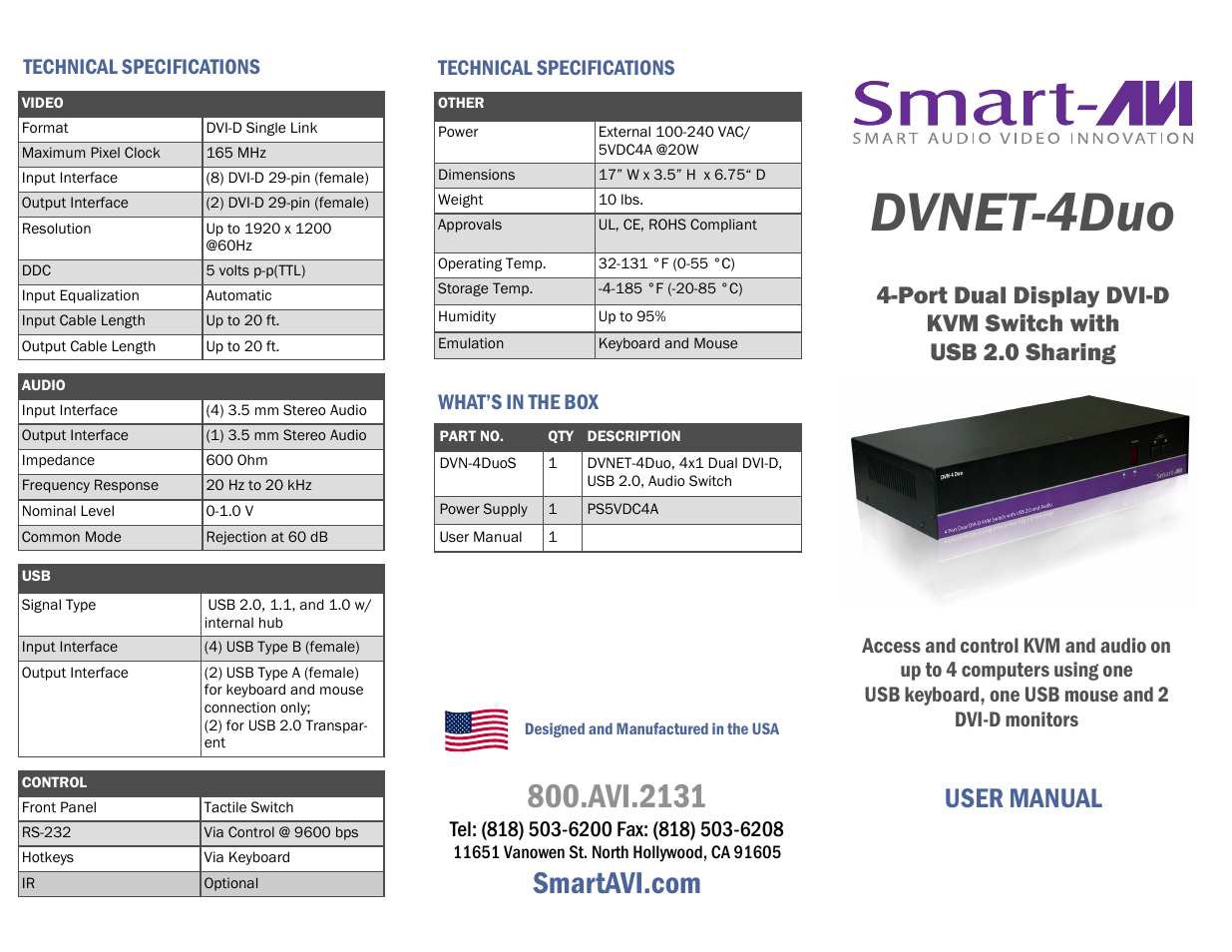Smart Avi DVN-4Duo User Manual | 2 pages