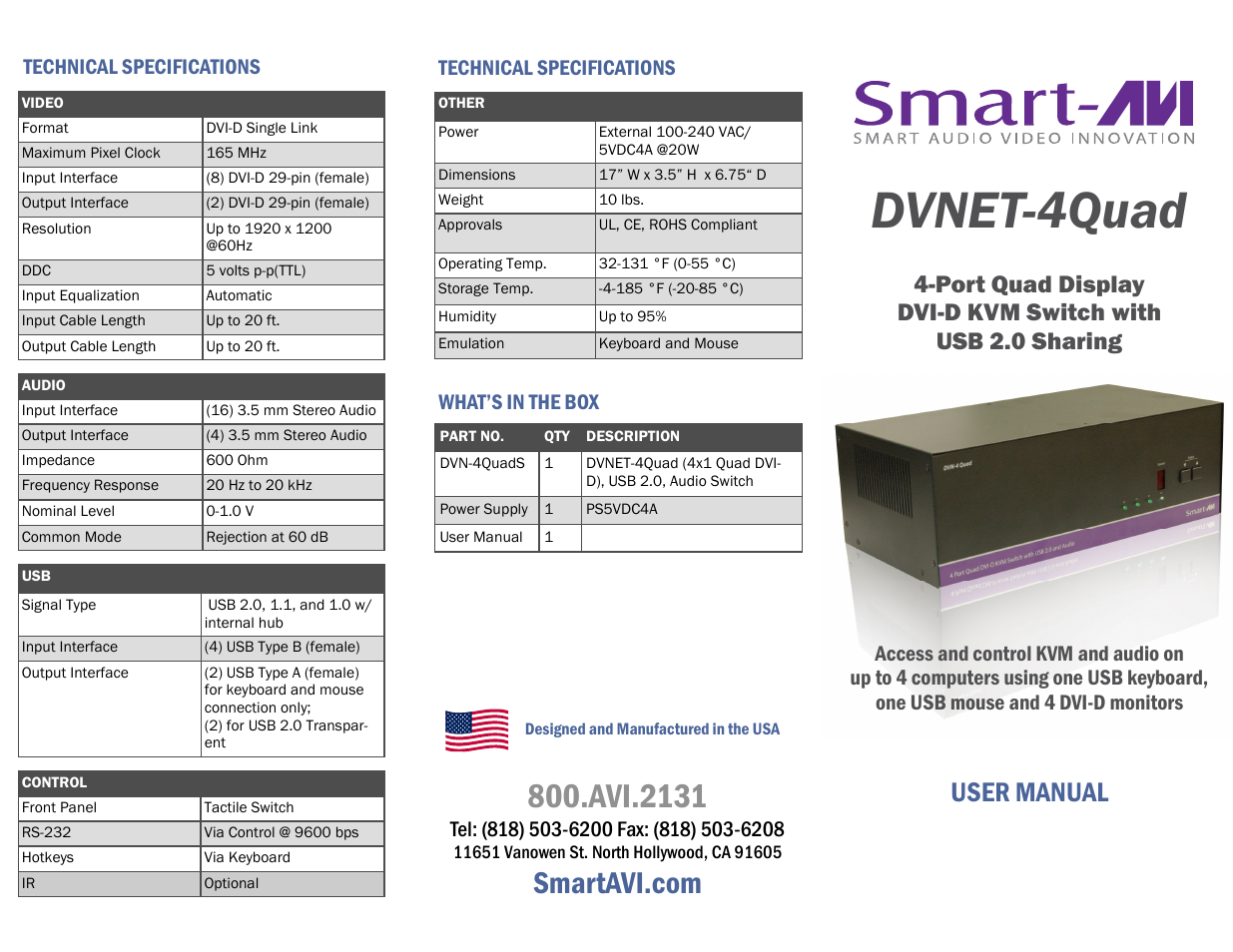 Smart Avi DVN-4Quad User Manual | 2 pages