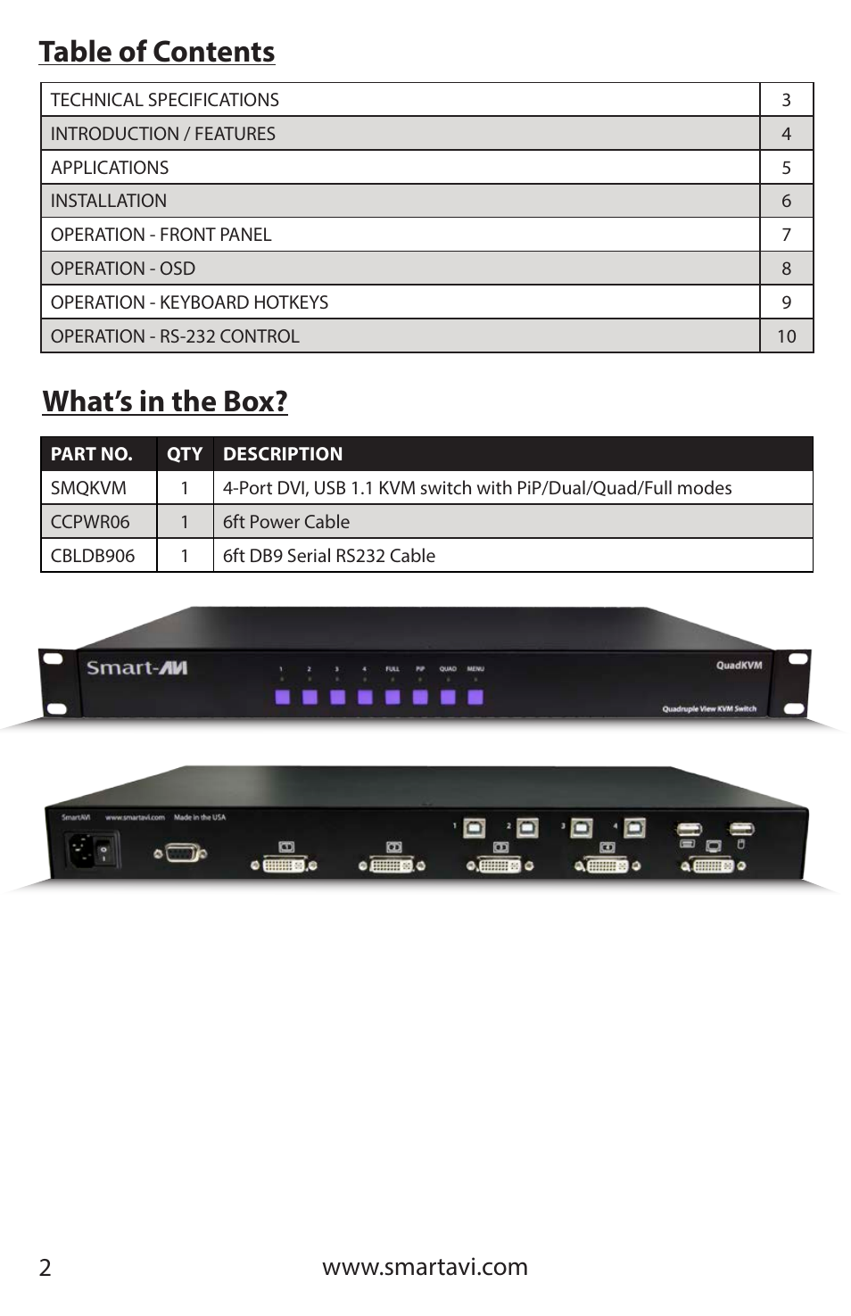 Smart Avi QuadKVM User Manual | Page 2 / 12