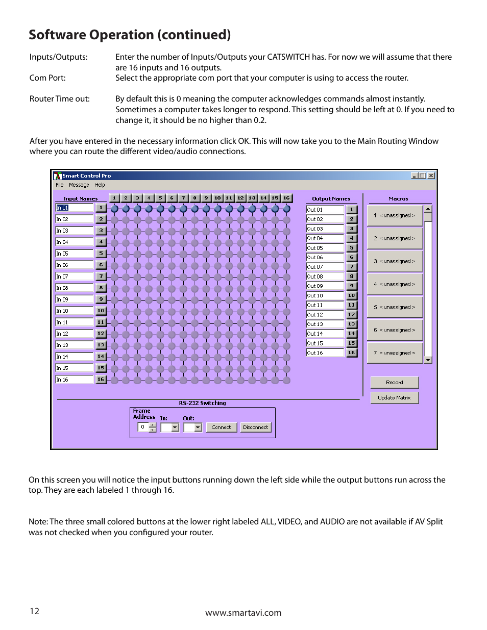 Software operation (continued) | Smart Avi CATSwitch User Manual | Page 12 / 32