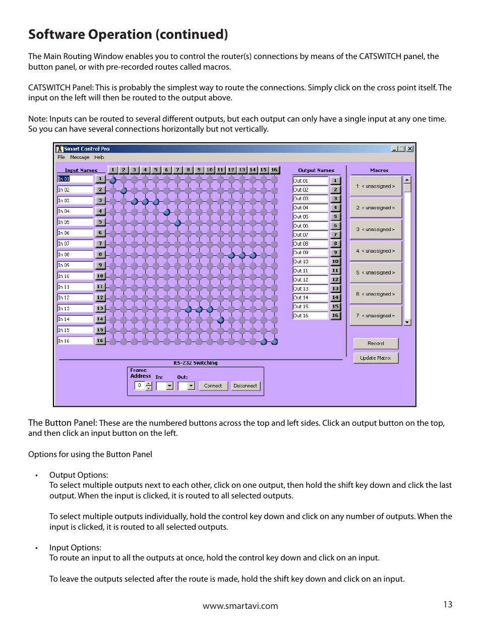 Software operation (continued) | Smart Avi CATSwitch User Manual | Page 13 / 32