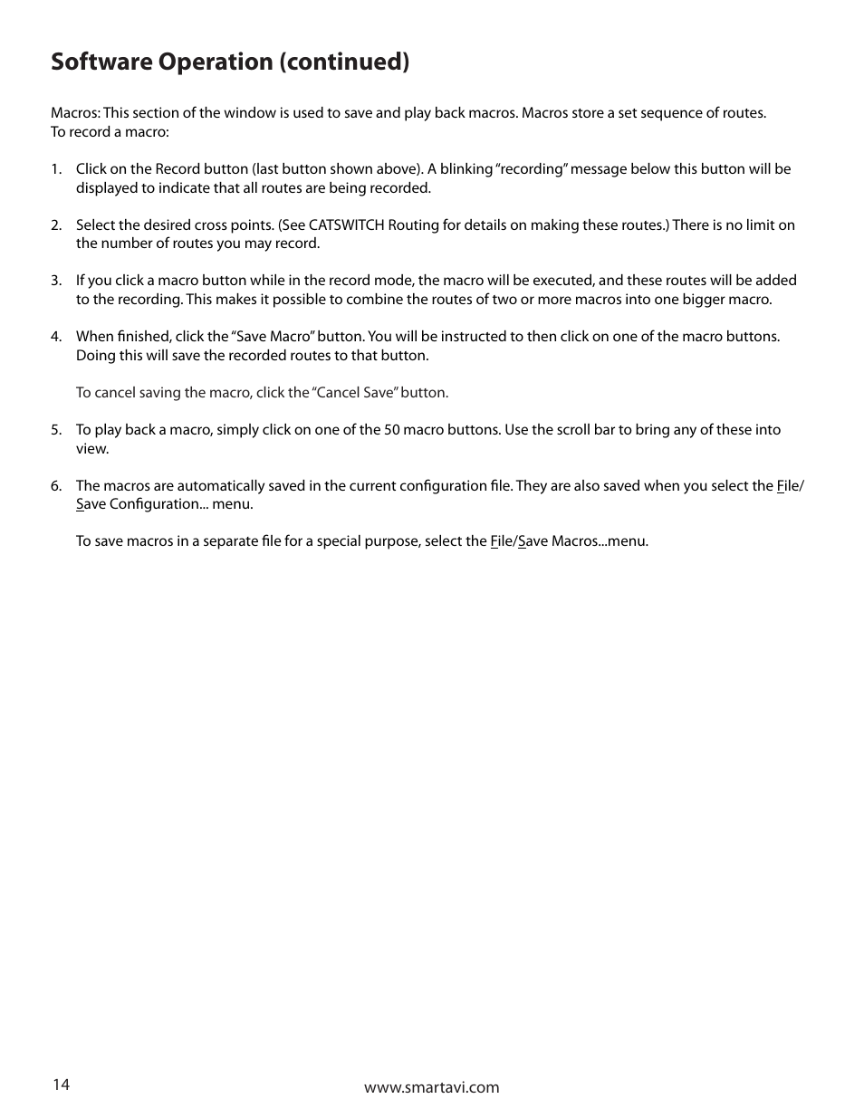 Software operation (continued) | Smart Avi CATSwitch User Manual | Page 14 / 32