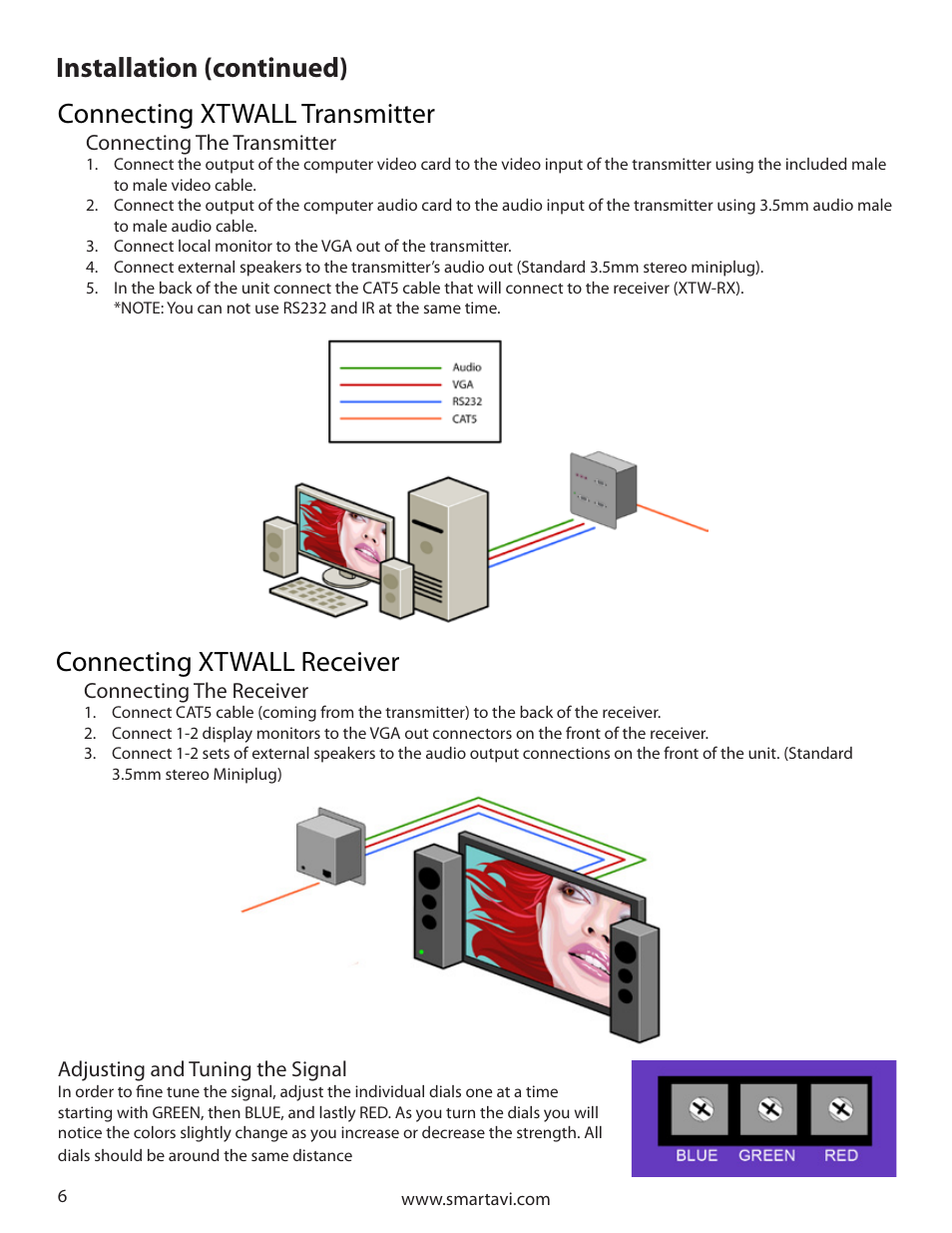 Connecting xtwall transmitter | Smart Avi CATSwitch User Manual | Page 6 / 32