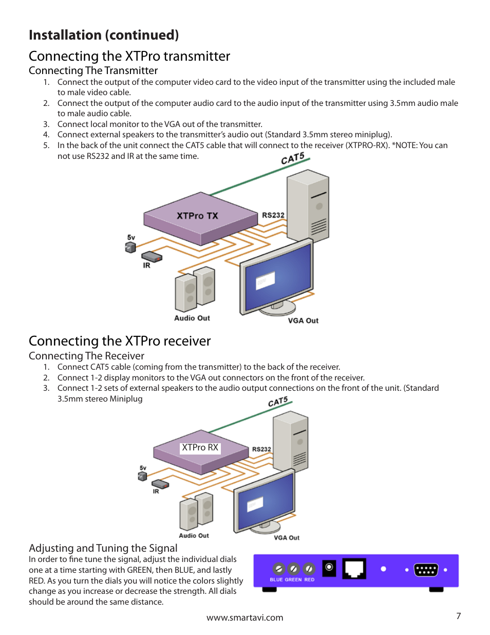Connecting the xtpro transmitter | Smart Avi CATSwitch User Manual | Page 7 / 32