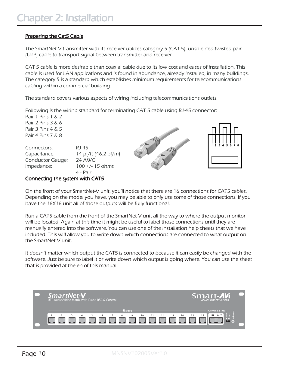 Chapter 2: installation | Smart Avi SmartNet-V User Manual | Page 10 / 32