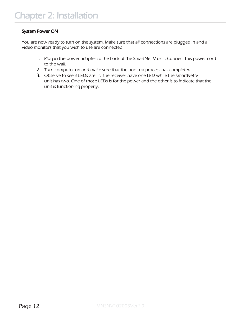 Chapter 2: installation | Smart Avi SmartNet-V User Manual | Page 12 / 32