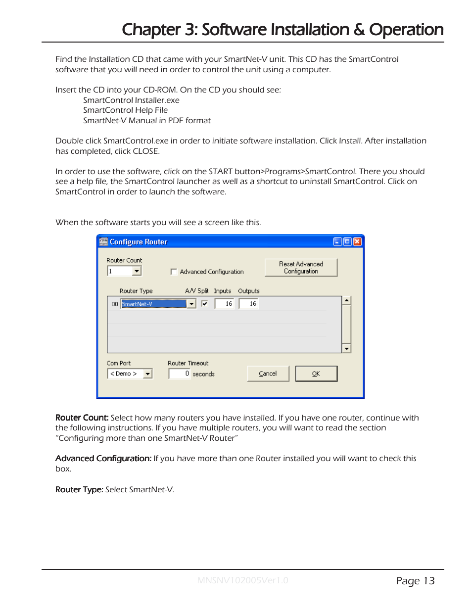 Chapter 3: software installation & operation | Smart Avi SmartNet-V User Manual | Page 13 / 32