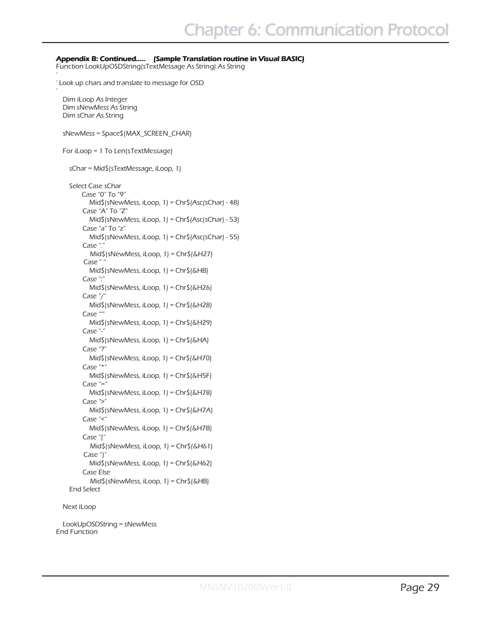 Chapter 6: communication protocol, Page 29 | Smart Avi SmartNet-V User Manual | Page 29 / 32