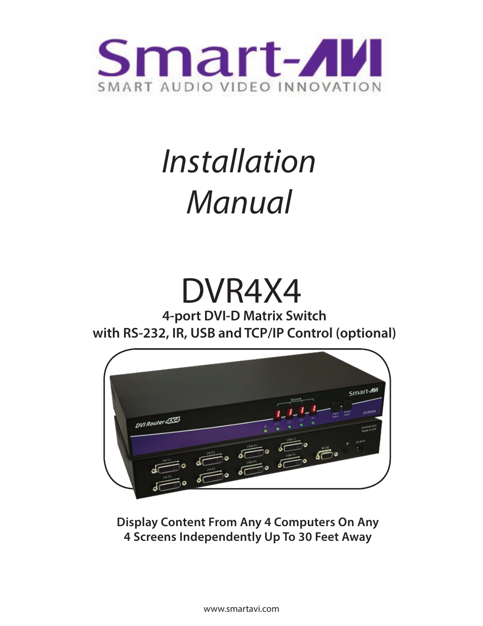 Smart Avi DVR 4X4 User Manual | 9 pages