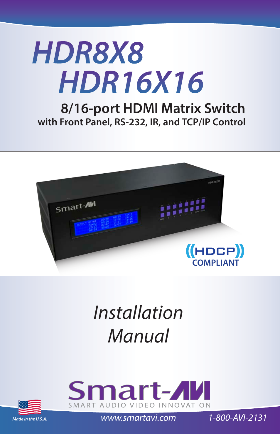 Smart Avi HDR 8X8 User Manual | 32 pages