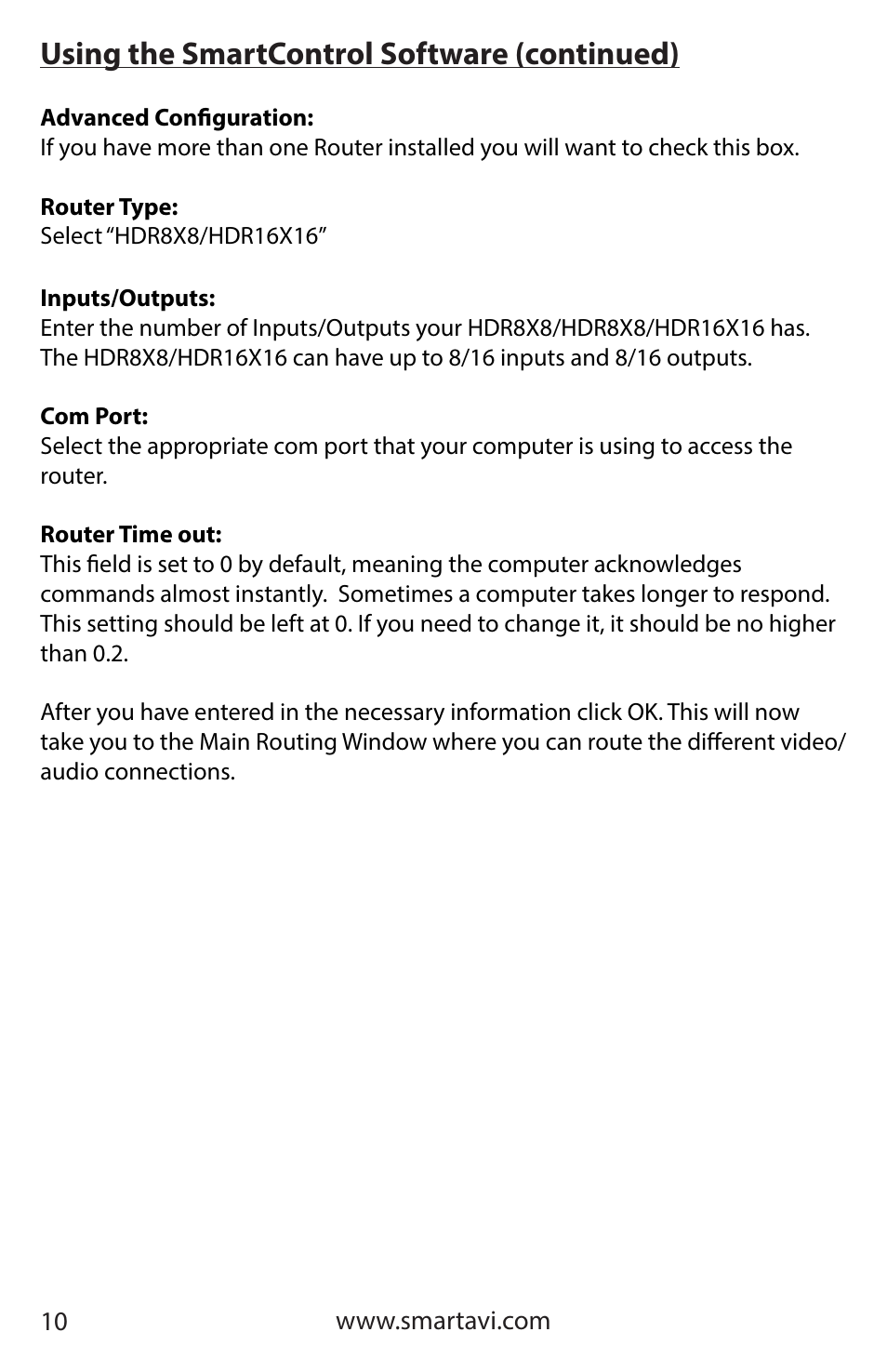 Using the smartcontrol software (continued) | Smart Avi HDR 8X8 User Manual | Page 10 / 32
