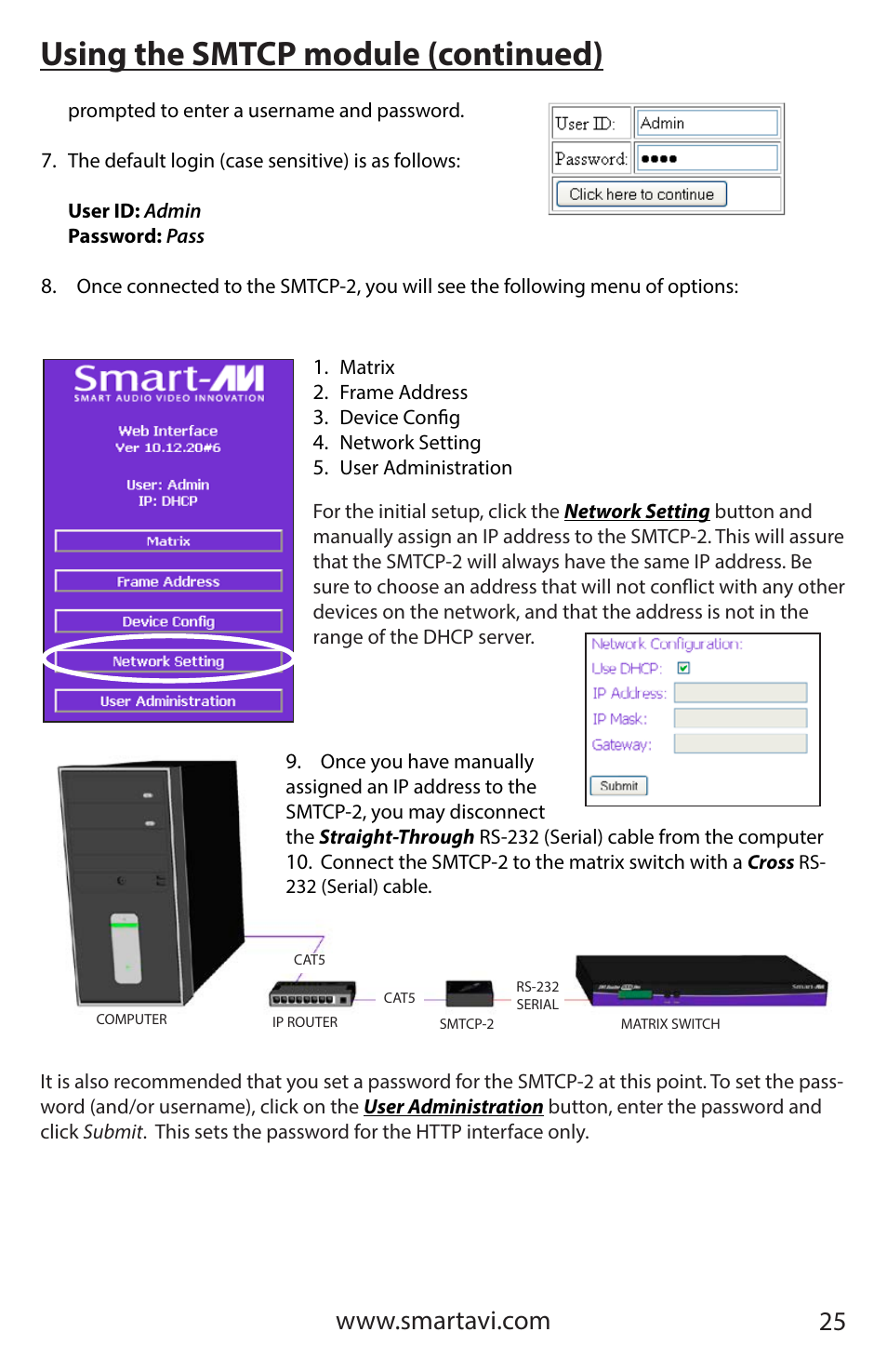 Using the smtcp module (continued) | Smart Avi HDR 8X8 User Manual | Page 25 / 32