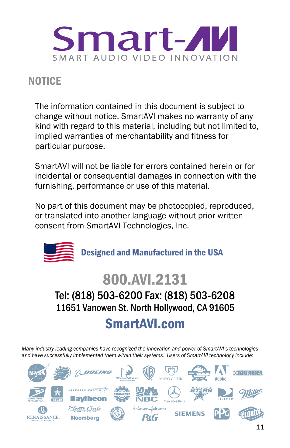 Avi.2131, Notice | Smart Avi HDR-4x4-Plus User Manual | Page 11 / 12
