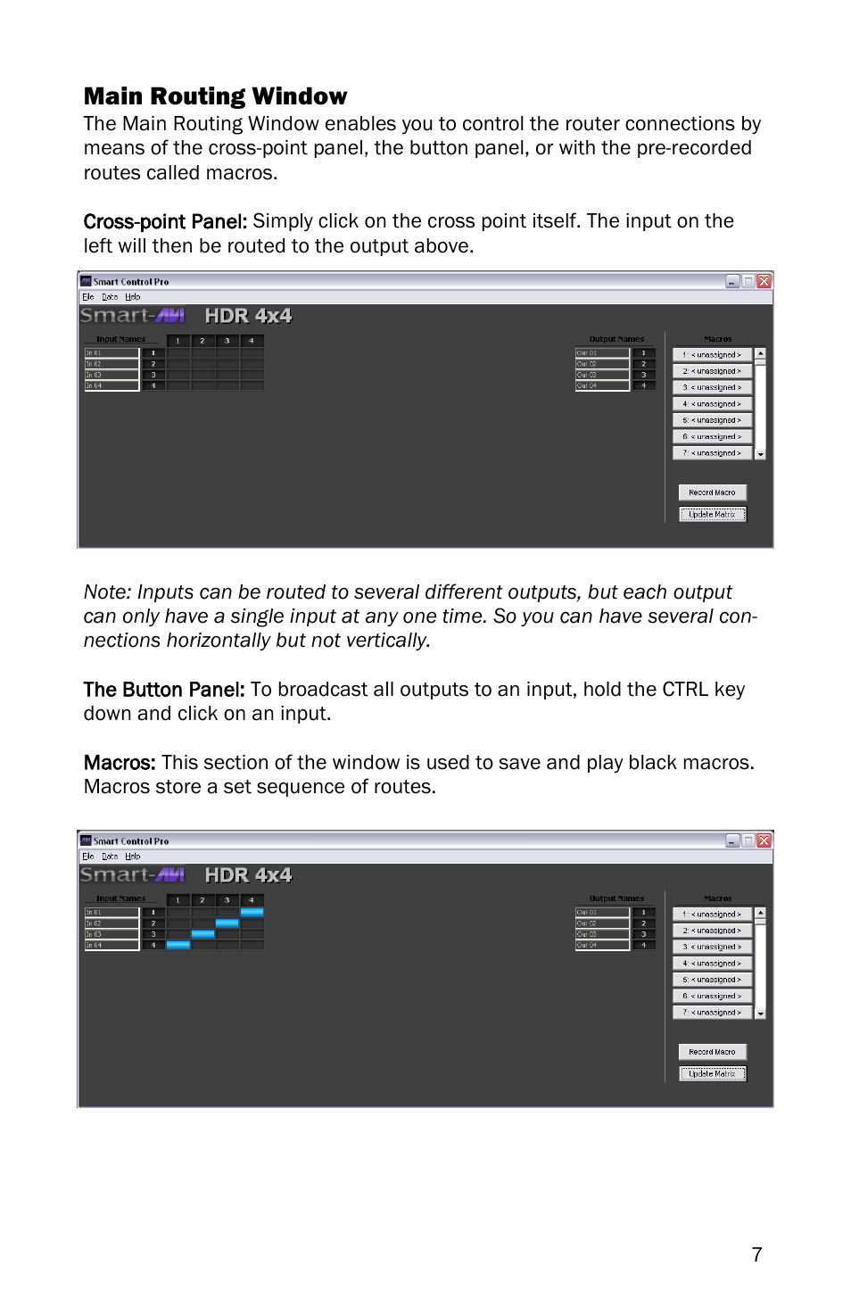 Main routing window | Smart Avi HDR-4x4-Plus User Manual | Page 7 / 12