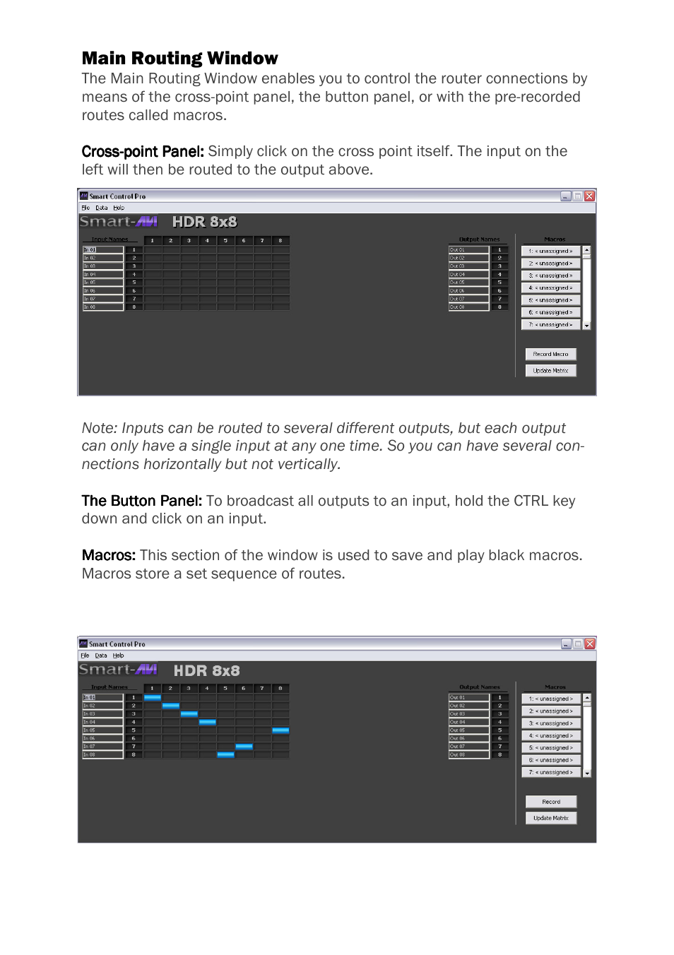 Main routing window | Smart Avi HDR 8X8 LP User Manual | Page 10 / 16