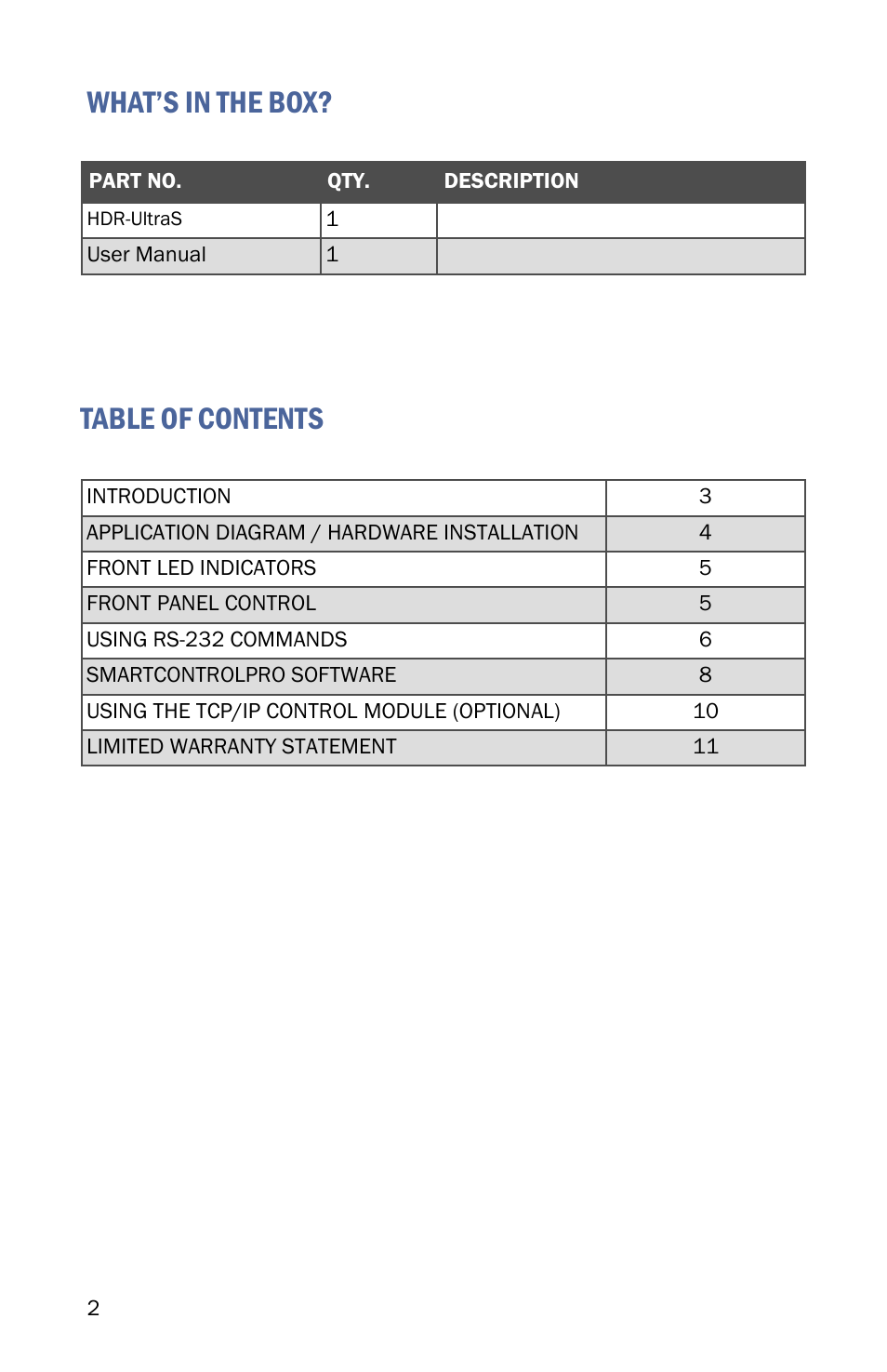 Smart Avi HDR-Ultra User Manual | Page 2 / 12