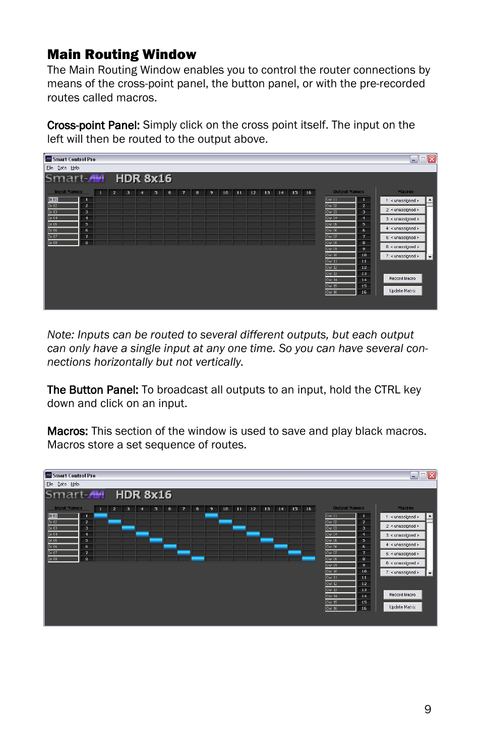 Main routing window | Smart Avi HDR-Ultra User Manual | Page 9 / 12