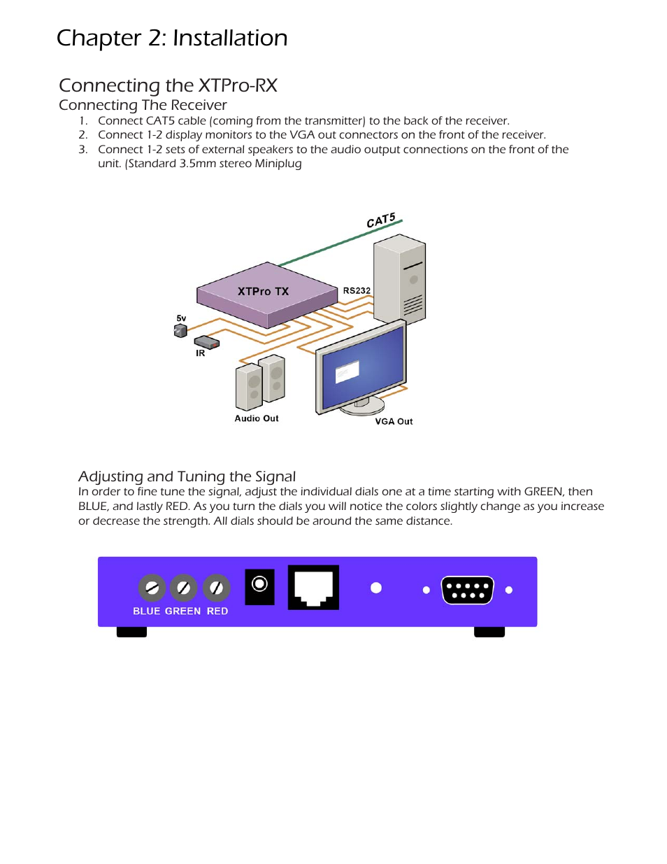 Chapter 2: installation, Connecting the xtpro-rx | Smart Avi CATSwitch User Manual | Page 10 / 27