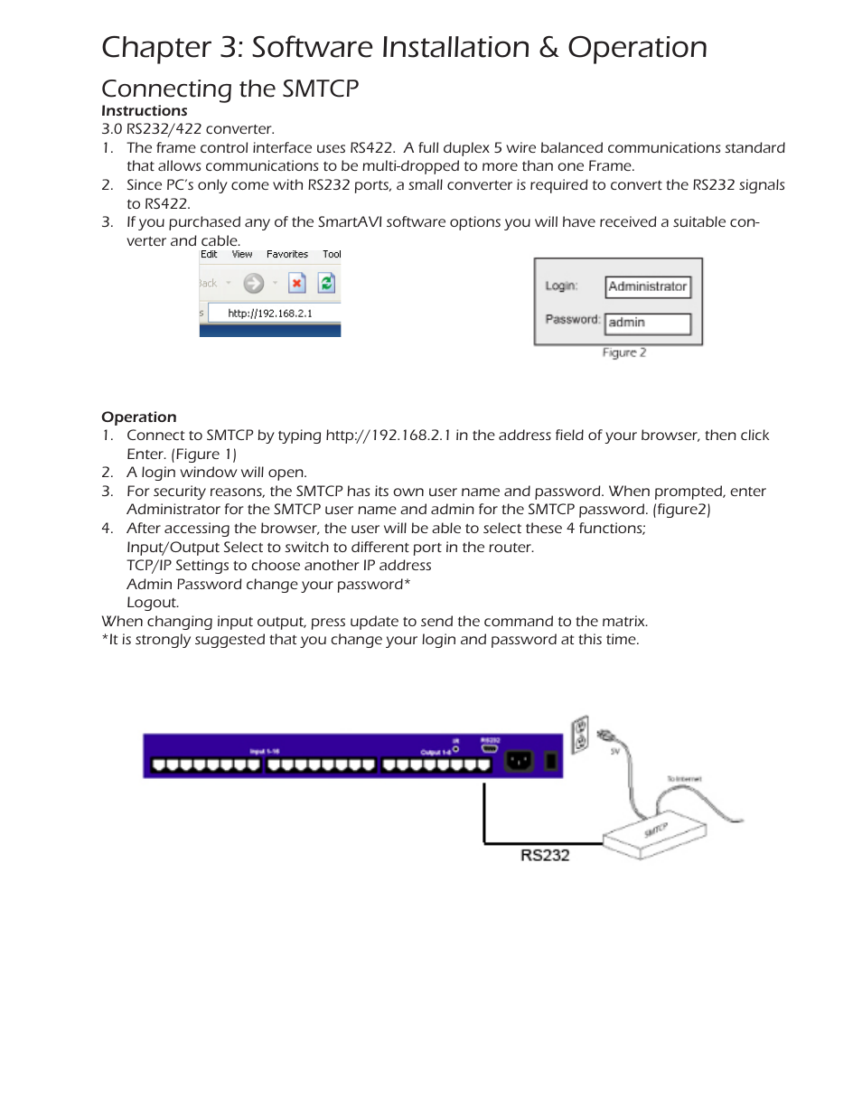 Chapter 3: software installation & operation, Connecting the smtcp | Smart Avi CATSwitch User Manual | Page 20 / 27